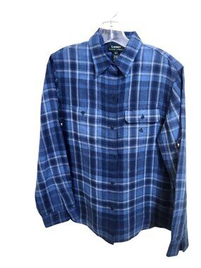 Lauren Ralph Lauren Mens Blue Plaid Linen Button-Up Shirt S